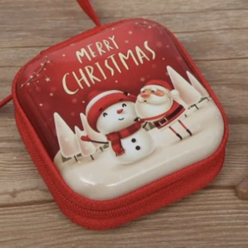 New Christmas Decorated Tin Coin Purse, Santa, Snowman, Holiday, T1MIS